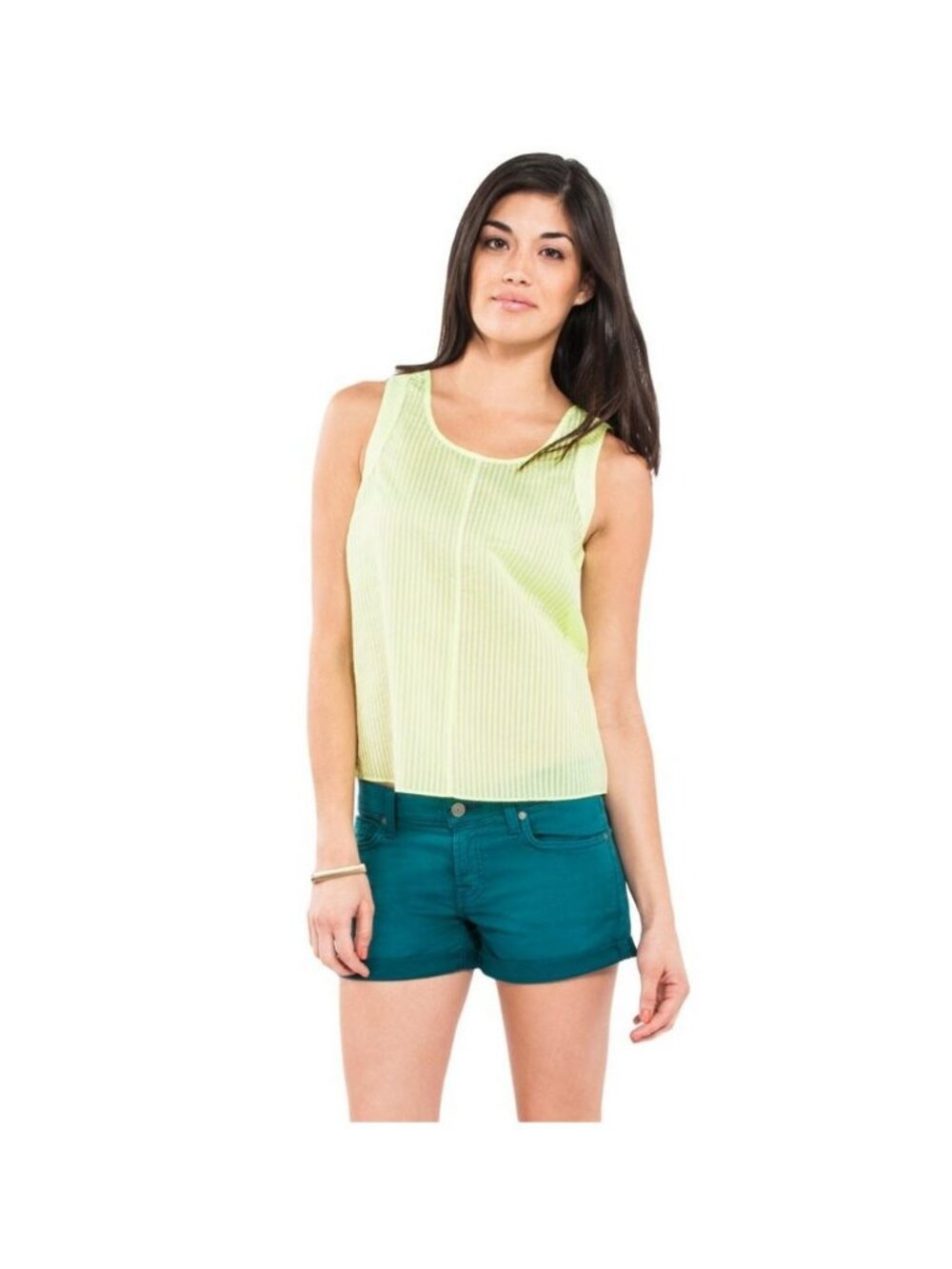 Rebecca Minkoff Peggy Tank Top Sleeveless Striped Neon Yellow Zipper Back NWT